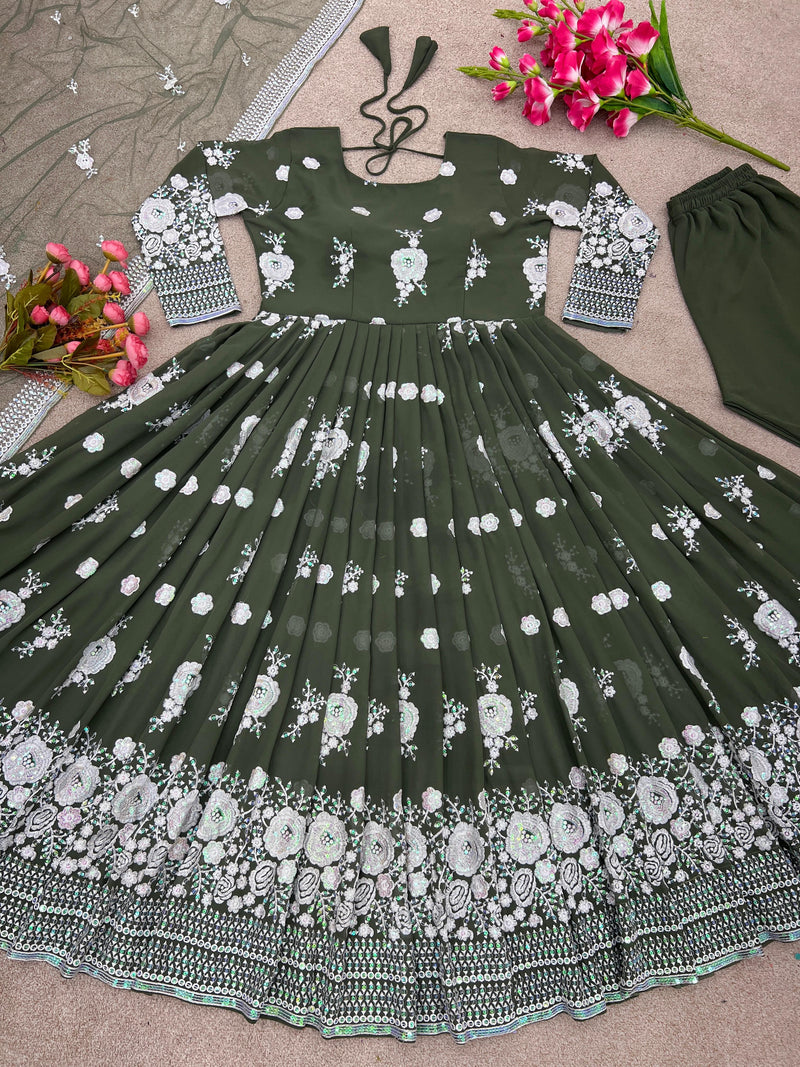 Srk D No 5095 Fox Georgette With Heavy Embroidery Work Fancy Kurti Collection