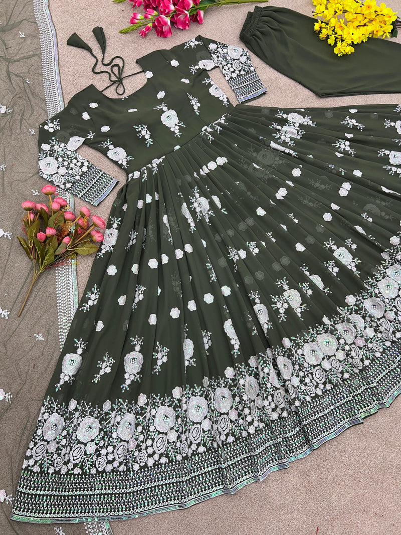 Srk D No 5095 Fox Georgette With Heavy Embroidery Work Fancy Kurti Collection