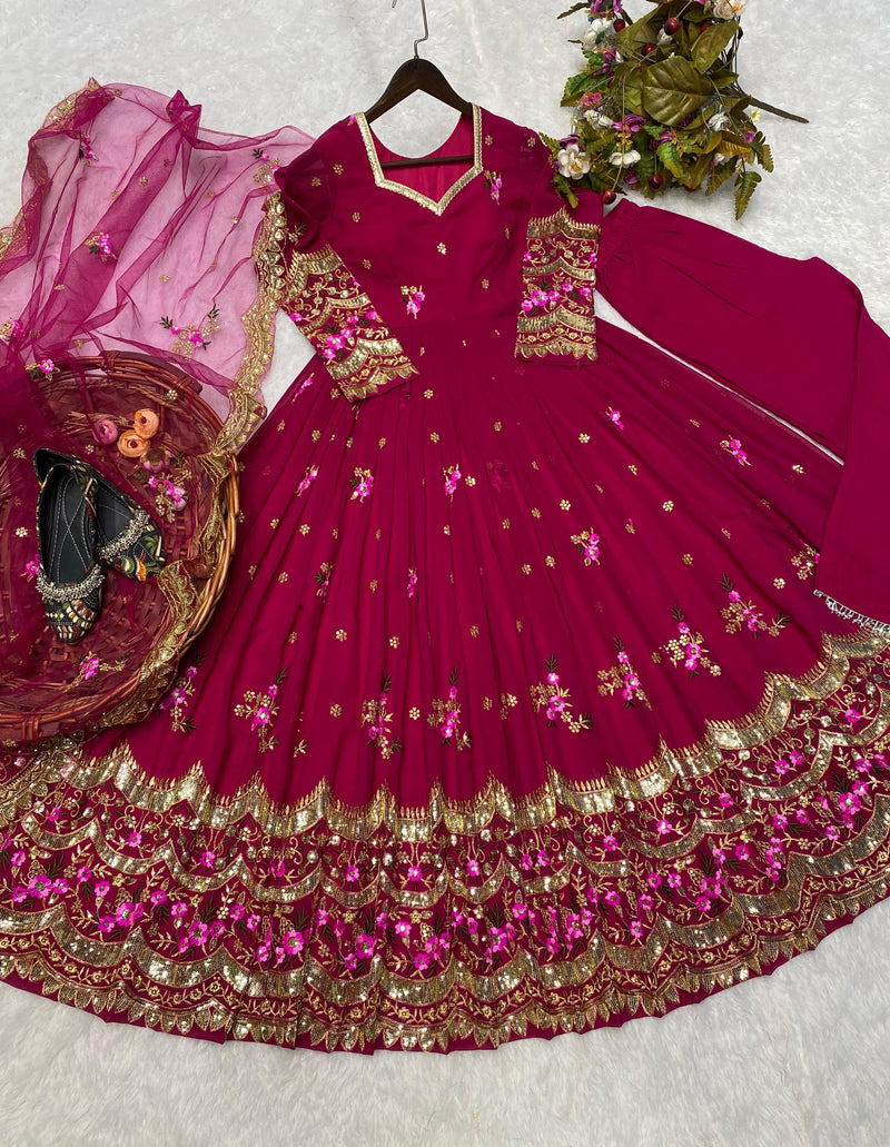 Lg D No 1761 Georgette With Embroidery Work Fancy Kurti Collection