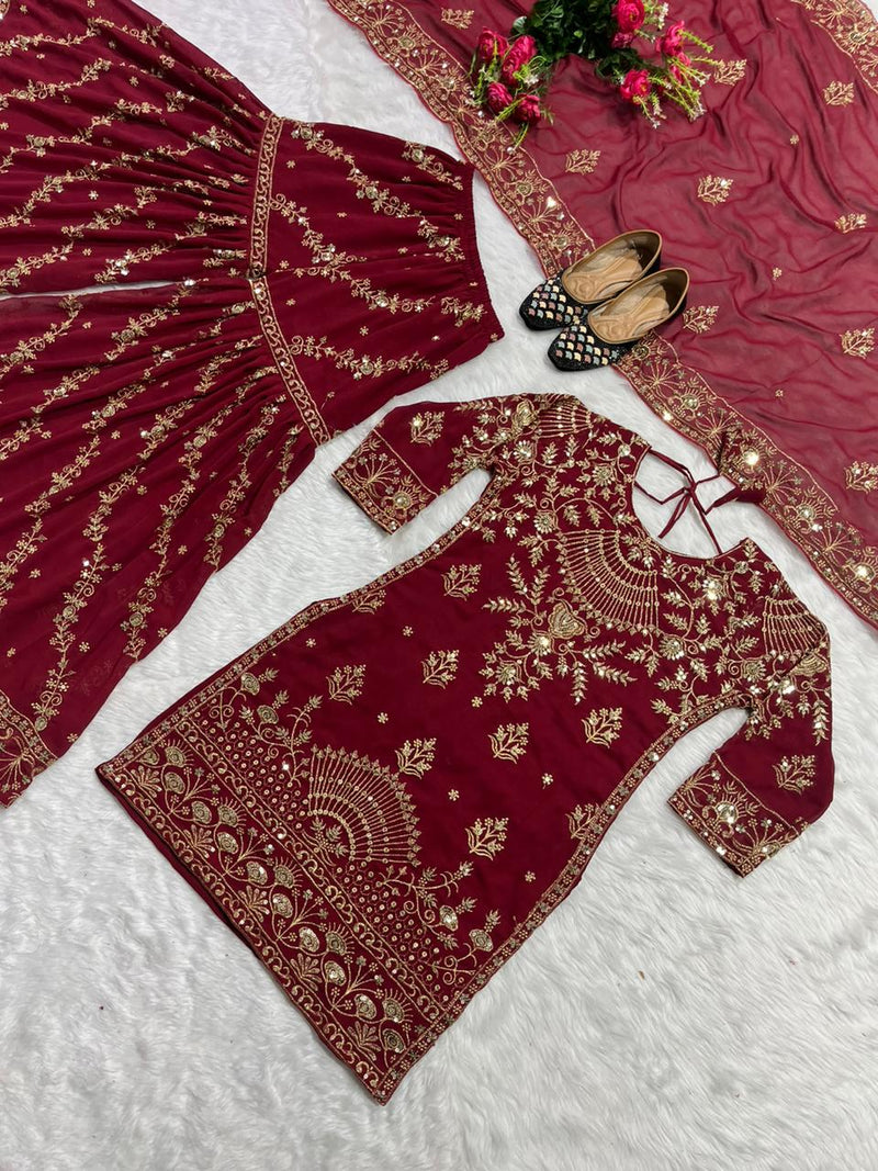 Nf D No 1152 Fox Georgette Fabric With Heavy Embroidery Readymade Suits
