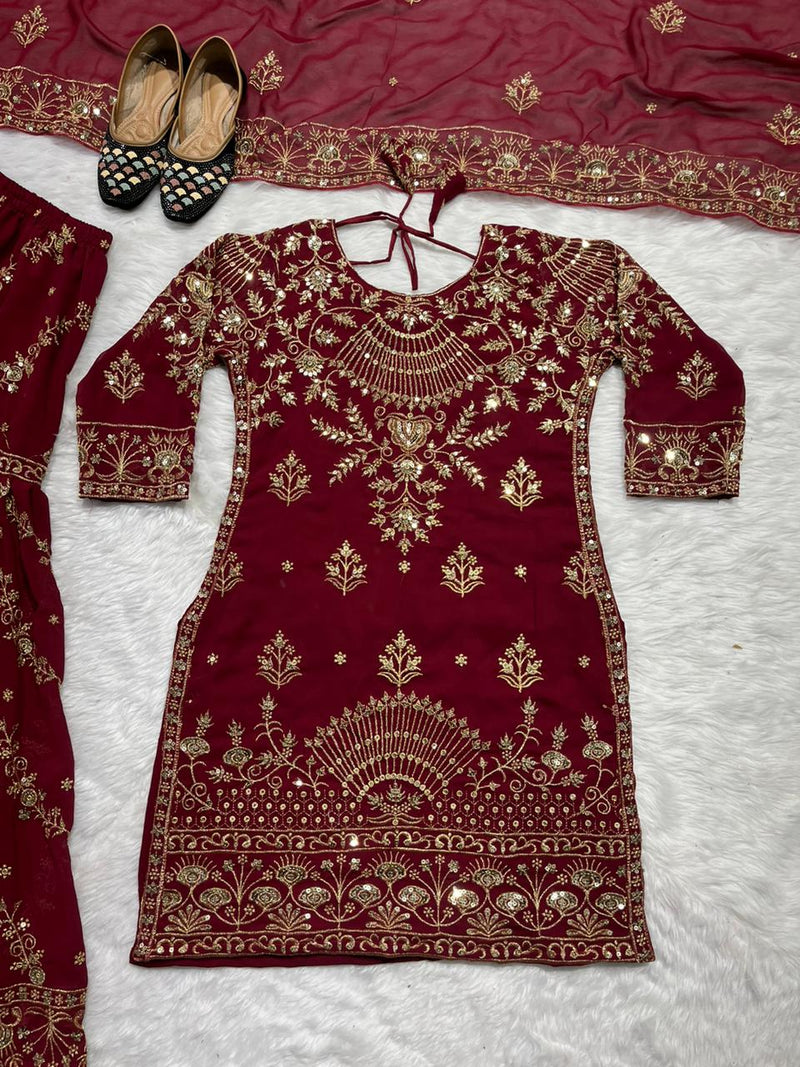 Nf D No 1152 Fox Georgette Fabric With Heavy Embroidery Readymade Suits