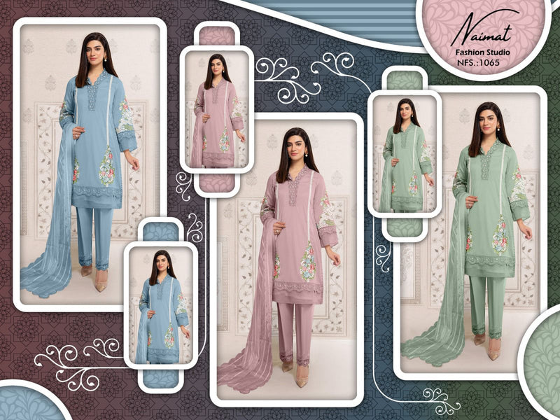 Naimat Fashoin Studio beautiful embroidery work with pearls in top and slive Salwar Kameez