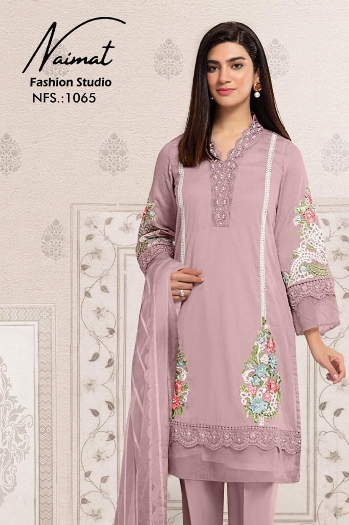 Naimat Fashoin Studio beautiful embroidery work with pearls in top and slive Salwar Kameez