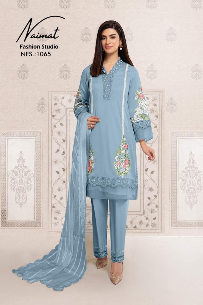 Naimat Fashoin Studio beautiful embroidery work with pearls in top and slive Salwar Kameez