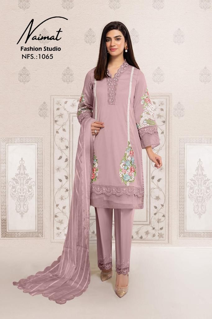 Naimat Fashoin Studio beautiful embroidery work with pearls in top and slive Salwar Kameez
