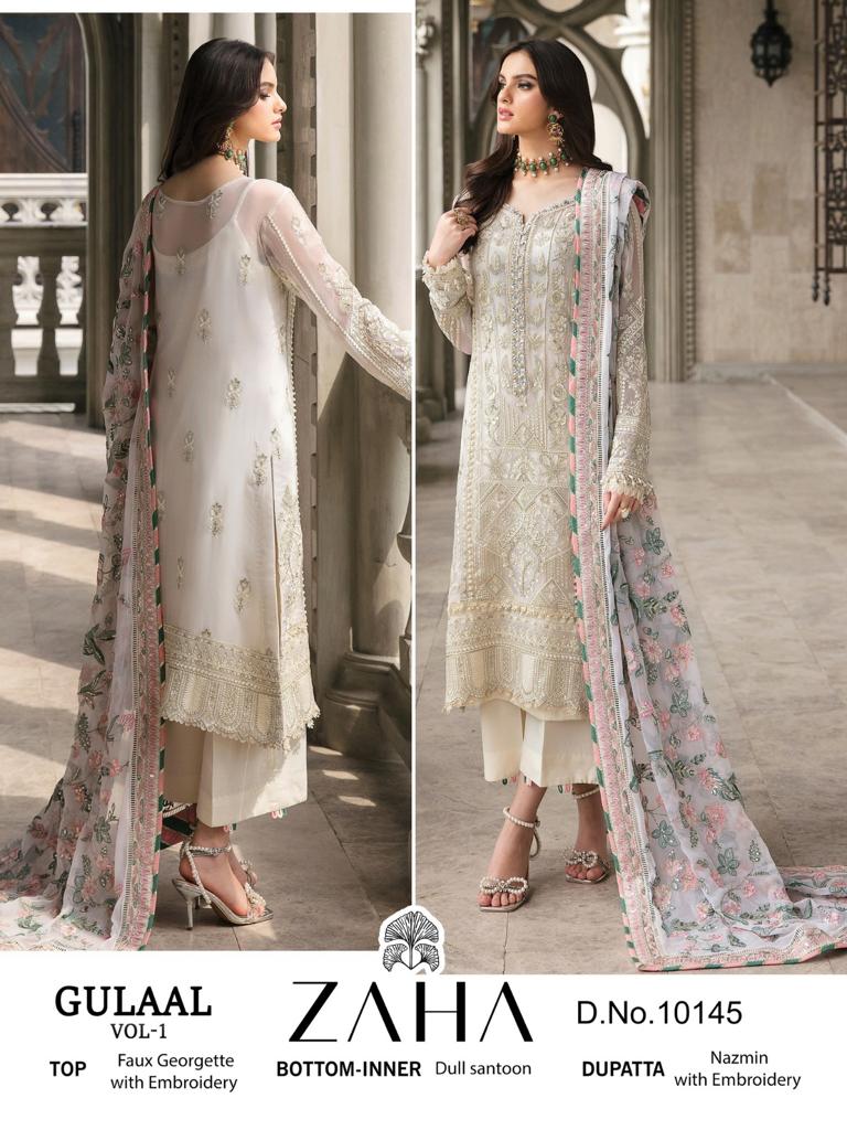 Zaha Gulaal Vol 1 Georgette Heavy Embroidered With Back Work Pakistani Salwar Suits