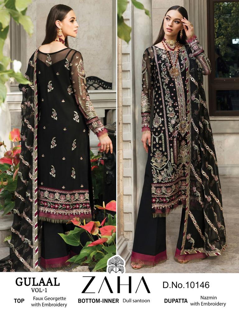 Zaha Gulaal Vol 1 Georgette Heavy Embroidered With Back Work Pakistani Salwar Suits