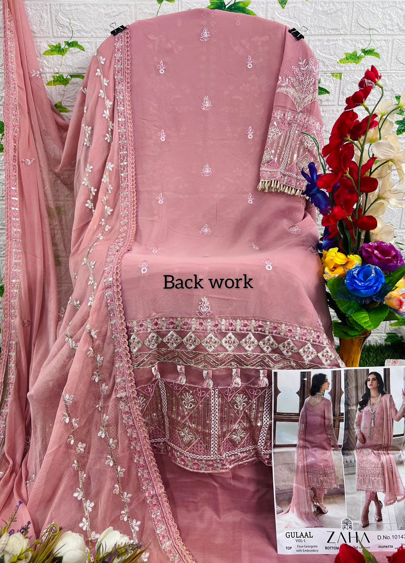 Zaha Gulaal Vol 1 Georgette Heavy Embroidered With Back Work Pakistani Salwar Suits