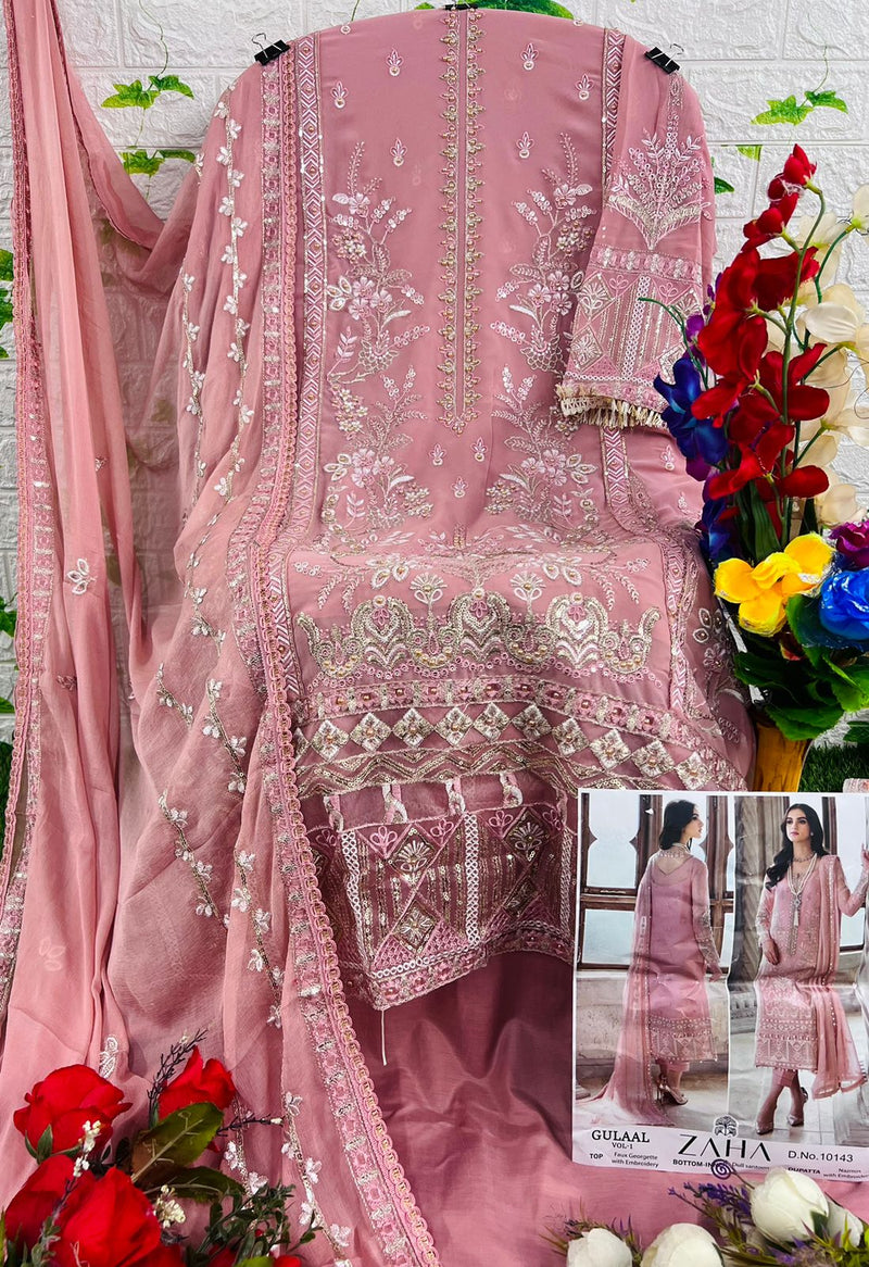 Zaha Gulaal Vol 1 Georgette Heavy Embroidered With Back Work Pakistani Salwar Suits