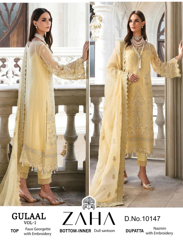 Zaha Gulaal Vol 1 Georgette Heavy Embroidered With Back Work Pakistani Salwar Suits