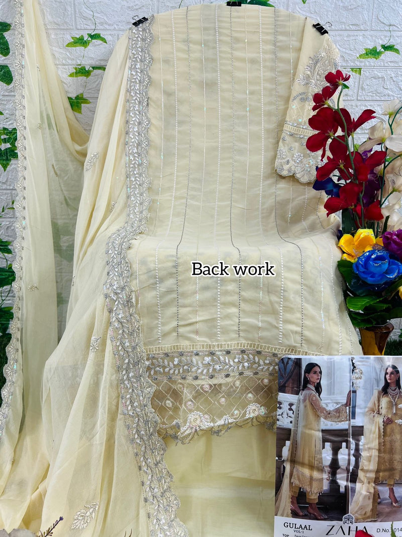 Zaha Gulaal Vol 1 Georgette Heavy Embroidered With Back Work Pakistani Salwar Suits