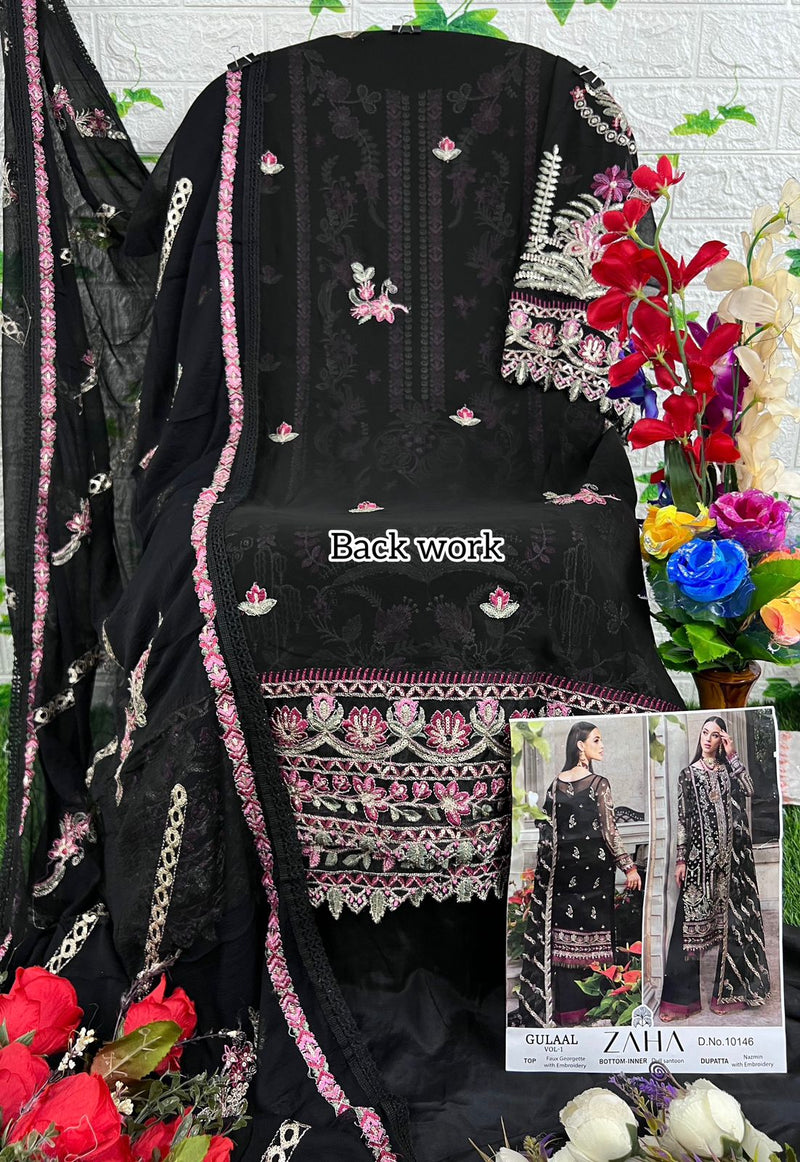 Zaha Gulaal Vol 1 Georgette Heavy Embroidered With Back Work Pakistani Salwar Suits