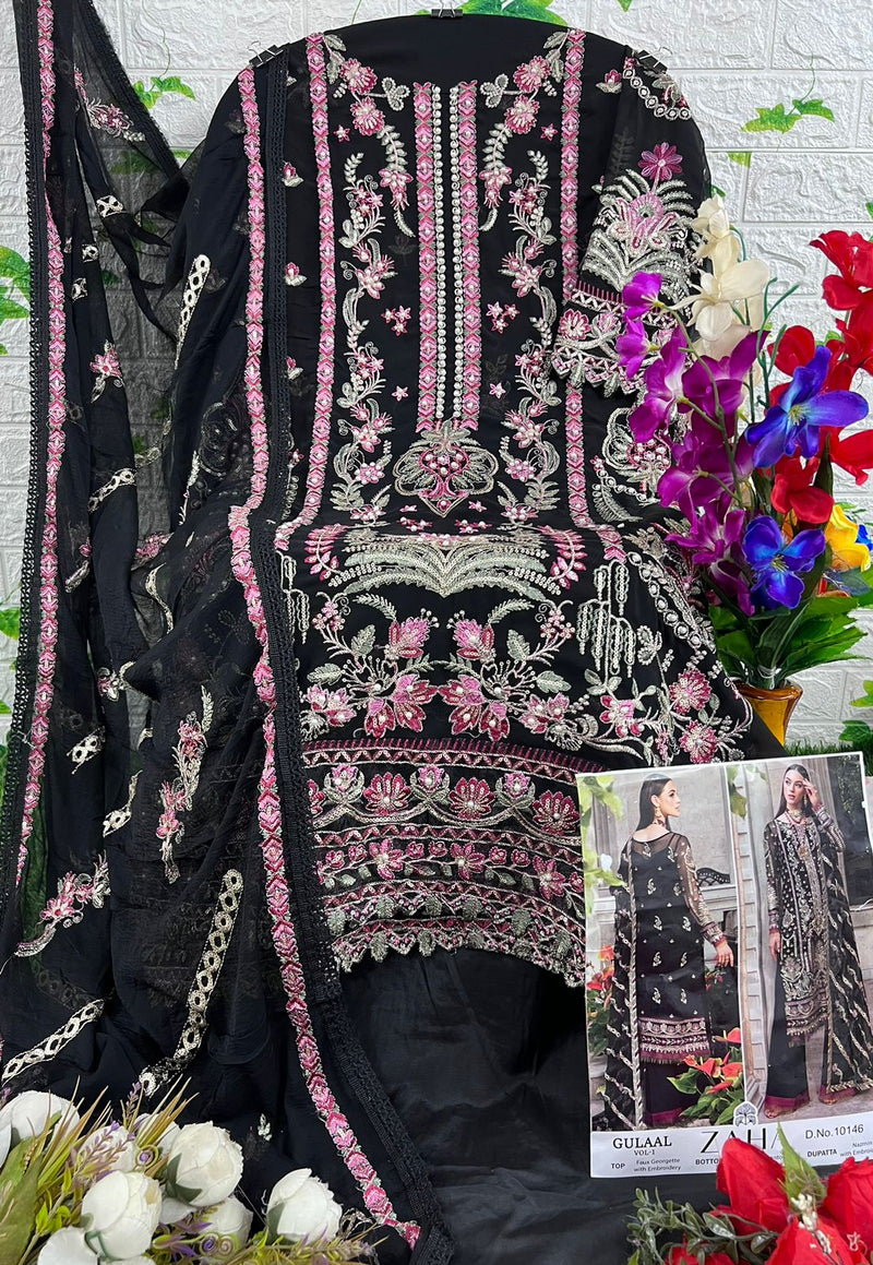 Zaha Gulaal Vol 1 Georgette Heavy Embroidered With Back Work Pakistani Salwar Suits