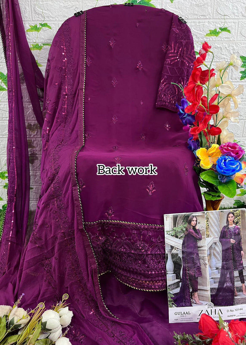 Zaha Gulaal Vol 1 Georgette Heavy Embroidered With Back Work Pakistani Salwar Suits