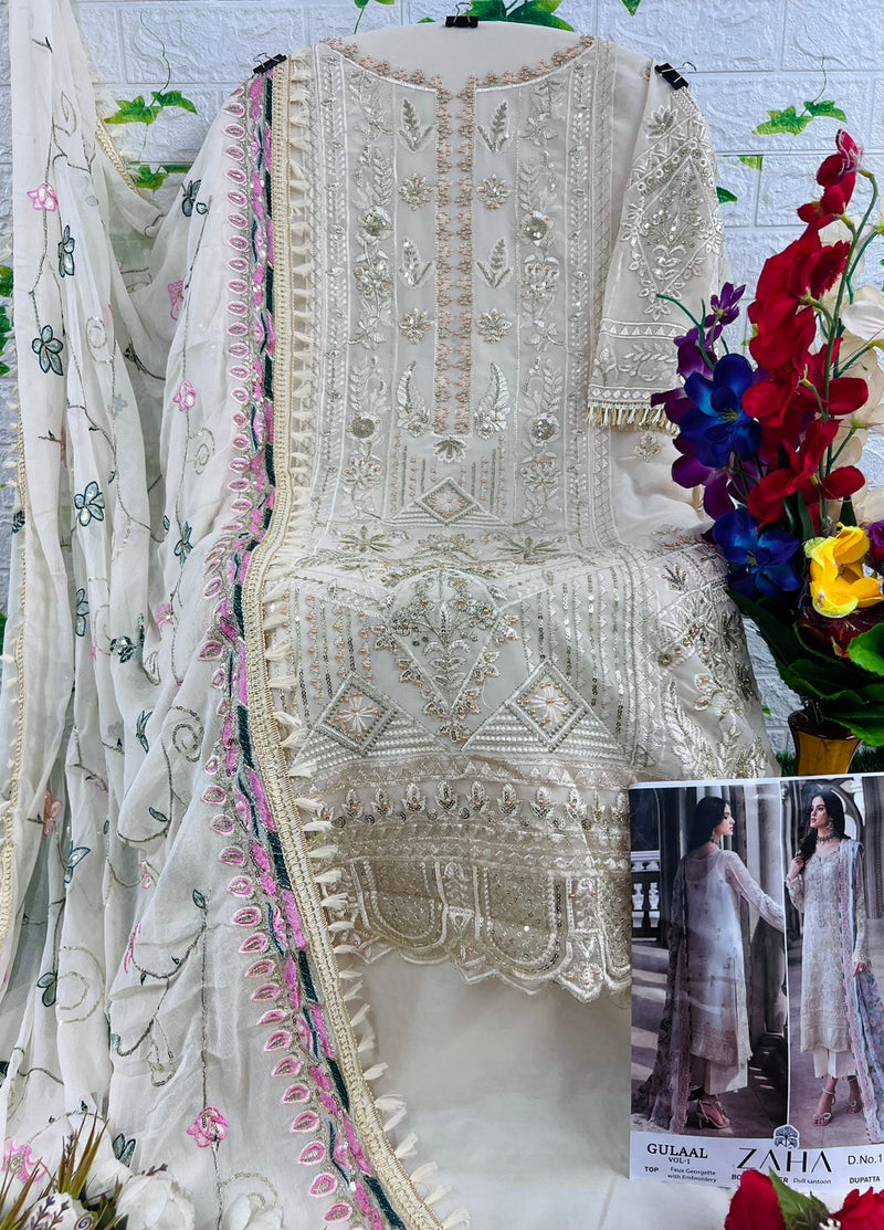 Zaha Gulaal Vol 1 Georgette Heavy Embroidered With Back Work Pakistani Salwar Suits