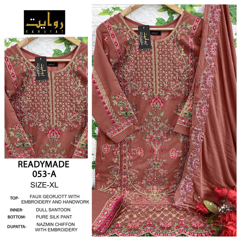 Rawayat Rtw 053 Abcd Fox Georgette With Embroidery And Hand Work Salwar Kameez