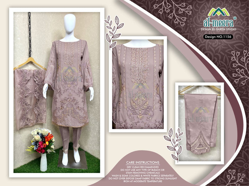 Al meera D No1156  Fox Georgette Embroidery Salwar Suits