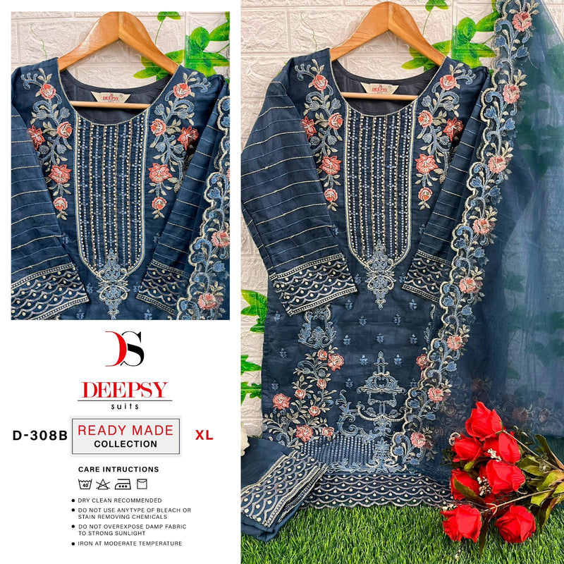 Deepsy Suits D 308 Abc Pure Organza Heavy Embroidery Salwar Suits