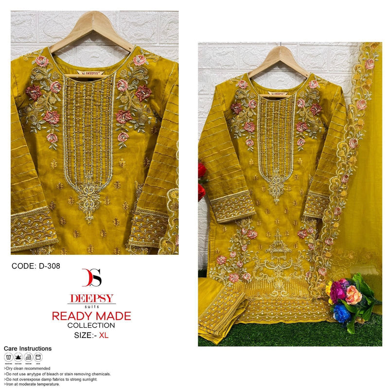 Deepsy Suits D 308 Abc Pure Organza Heavy Embroidery Salwar Suits