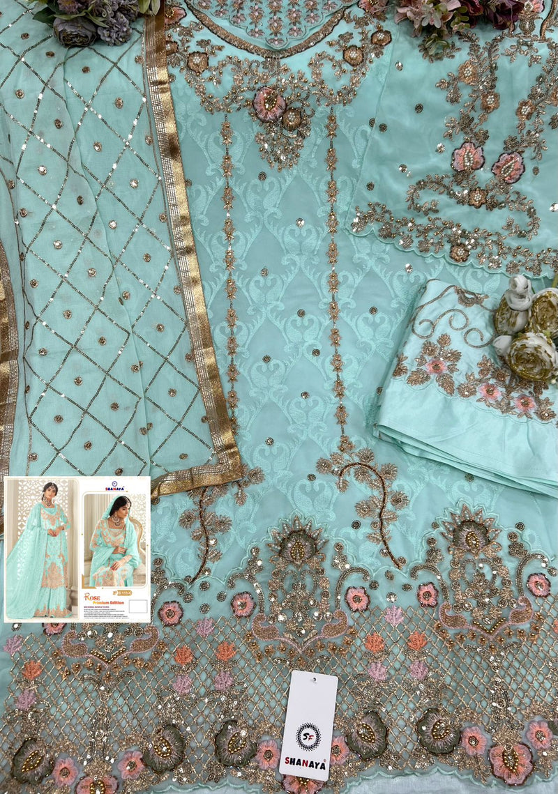 Shanaya D no S 111 Fox Georgette With Heavy Embroidered Salwar Suits