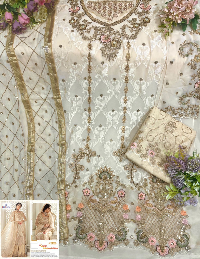 Shanaya D no S 111 Fox Georgette With Heavy Embroidered Salwar Suits