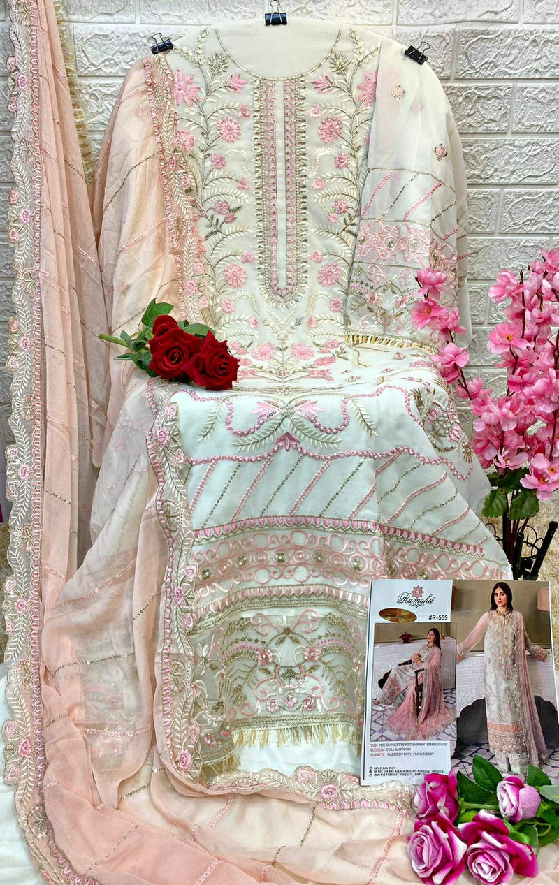 Ramsha R 559 Nx Georgette Heavy Embroidery Salwar Suits