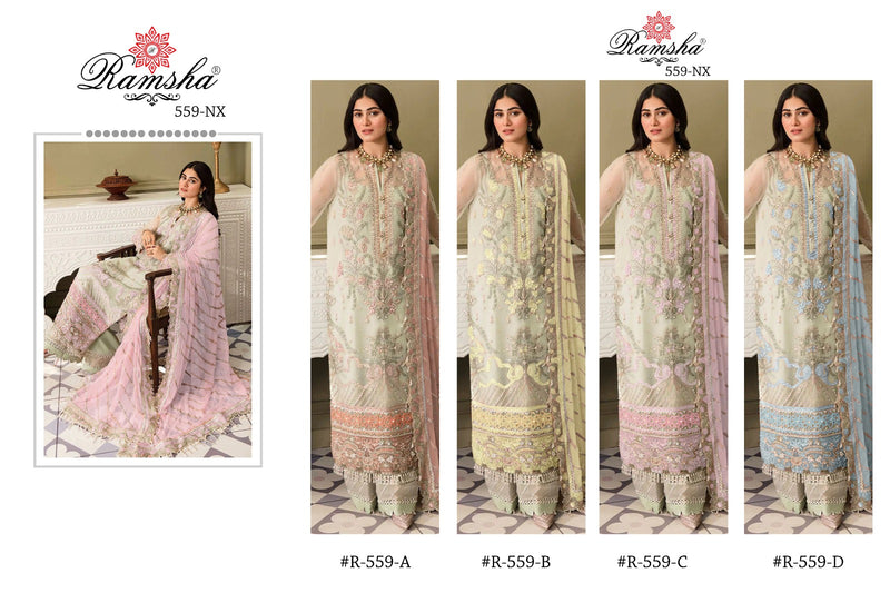 Ramsha R 559 Nx Georgette Heavy Embroidery Salwar Suits