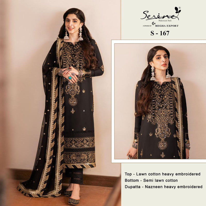 Serine D No S 167 Lawn Cotton Heavy Embroiderery Work Salwar Kameez