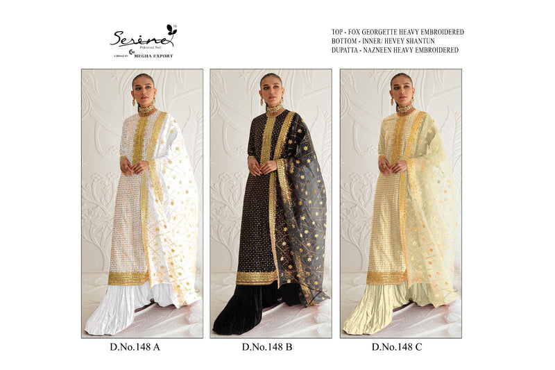 Serine S 148 ABC Fox Georgette Heavy Embroidered Salwar Suits