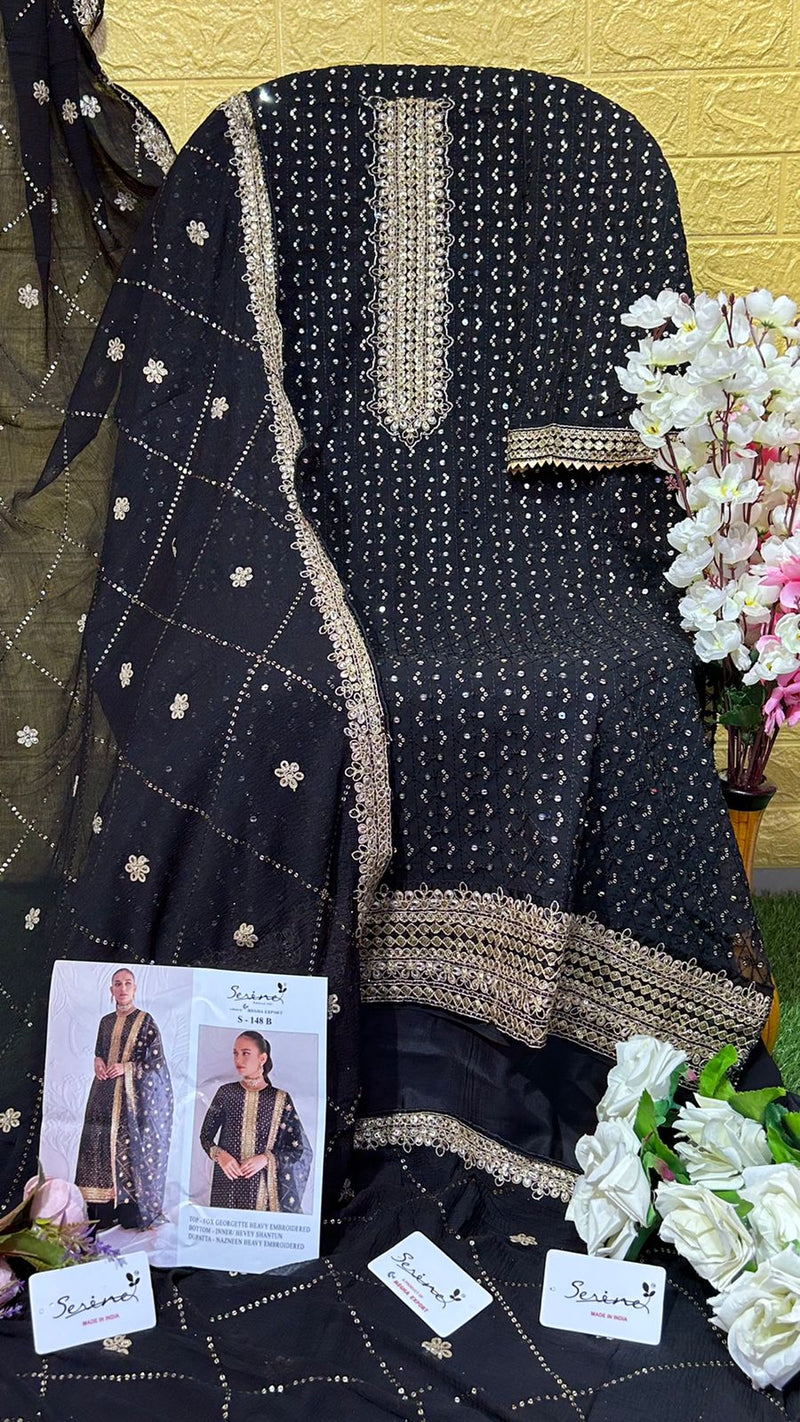 Serine S 148 ABC Fox Georgette Heavy Embroidered Salwar Suits