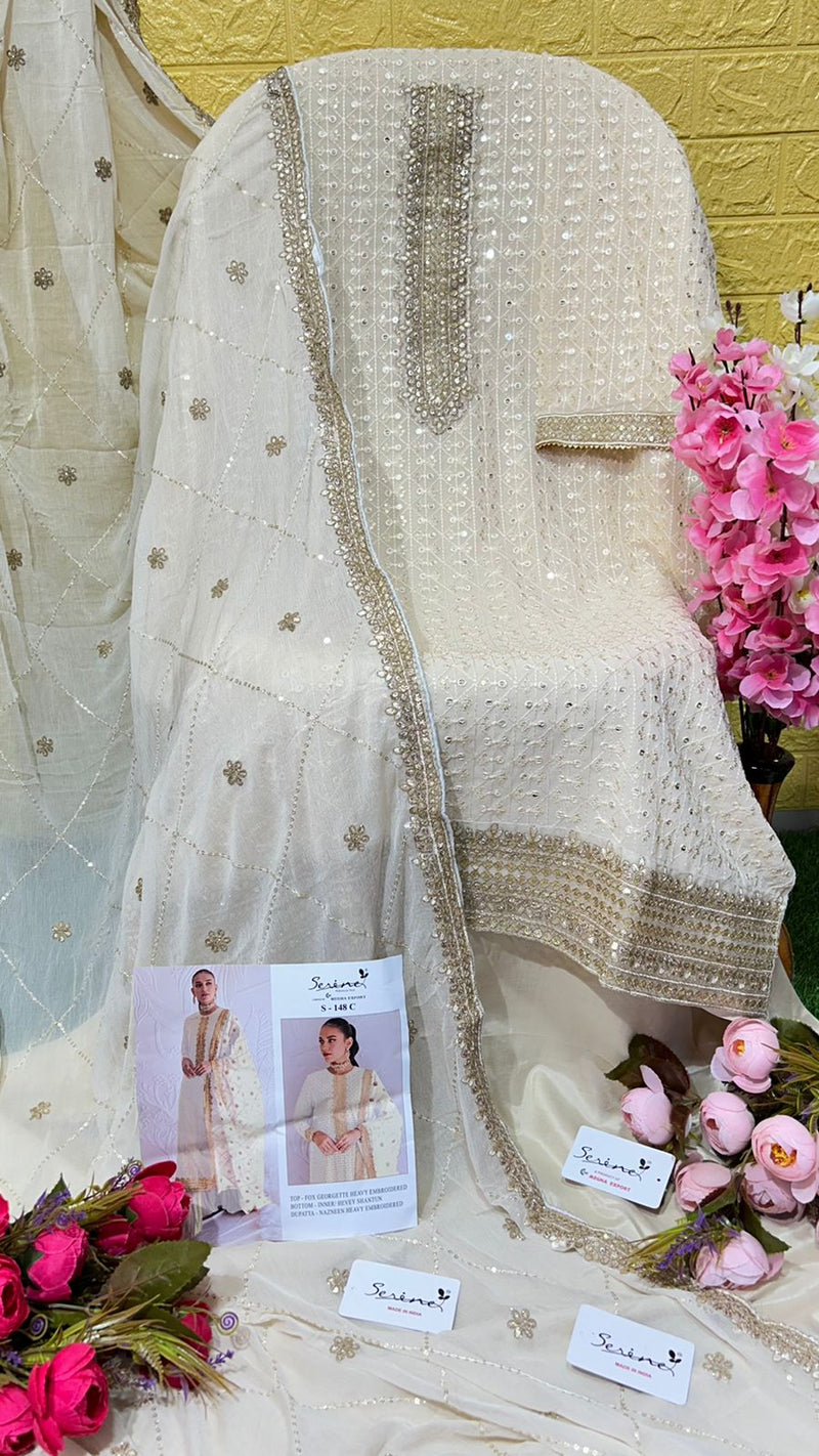 Serine S 148 ABC Fox Georgette Heavy Embroidered Salwar Suits