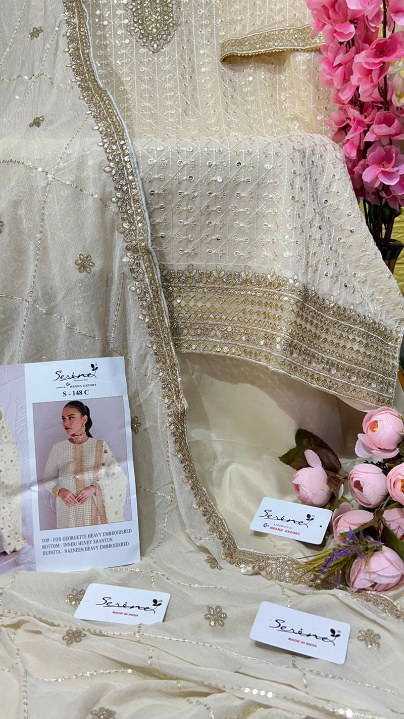 Serine S 148 ABC Fox Georgette Heavy Embroidered Salwar Suits