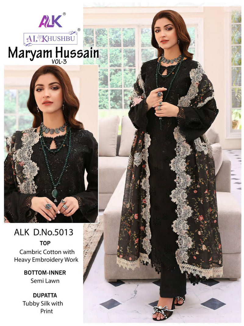 Al Khushbu Maryam Hussain vol 3 Pure Cambric Cotton Heavy Embroidery Salwar Suits