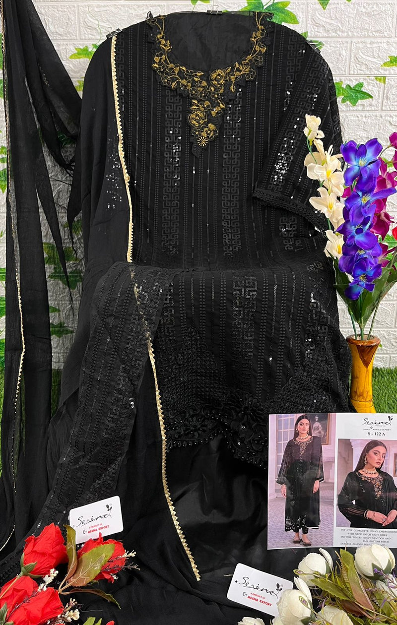 Serine S 122 Ab Fox Georgette Embroidered Salwar Suits