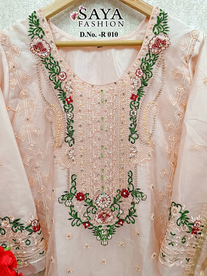 Saya Fashion Dno R 010 Organza Embroidered Pret Collection