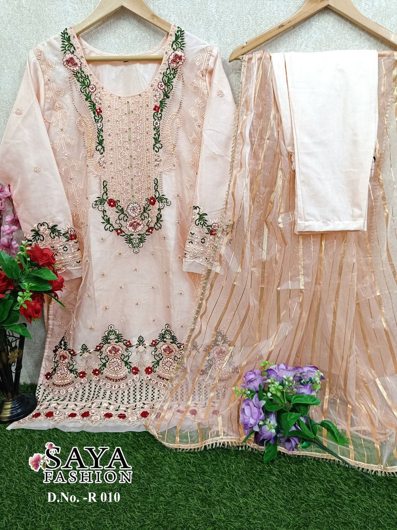 Saya Fashion Dno R 010 Organza Embroidered Pret Collection