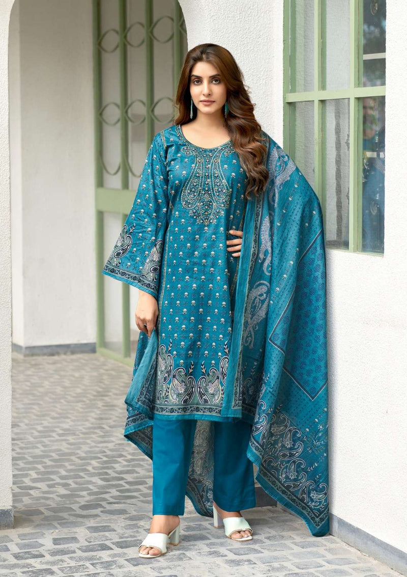 Yashika Trends Nayra A Digital Cotton Printed With Embroidery Salwar Suit