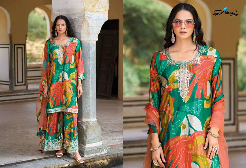 Your Choice Ginni Heavy Chinon Fancy Partywear Designer Suit