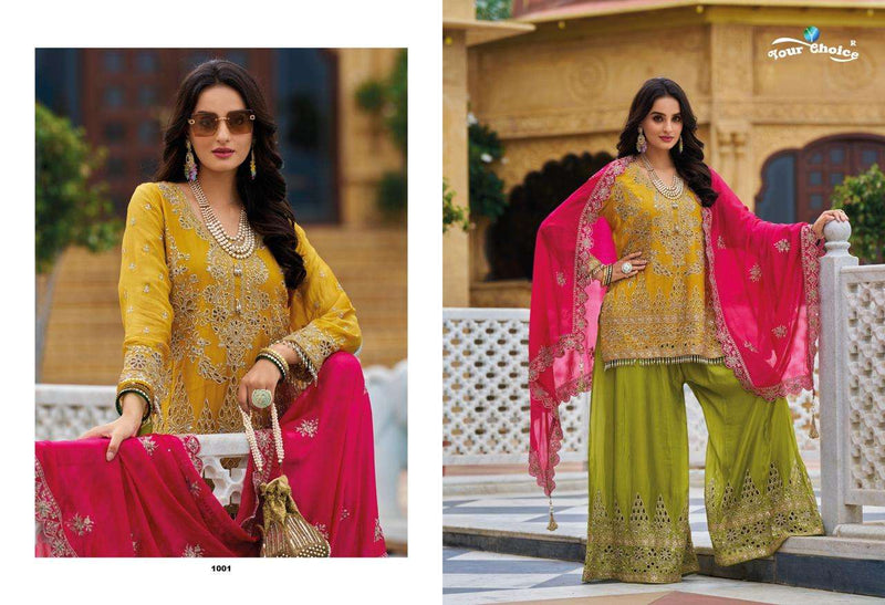 Your Choice Rolex Heavy Chinon Partywear Heavy Designer Shahrara Suit