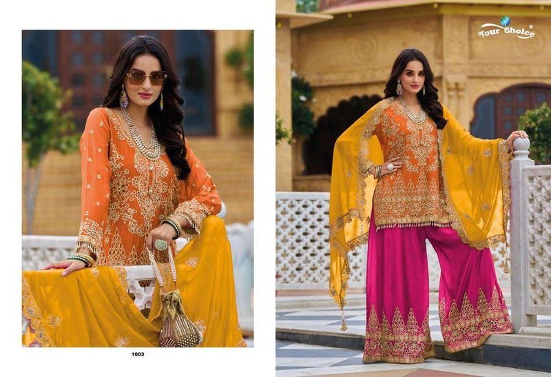 Your Choice Rolex Heavy Chinon Partywear Heavy Designer Shahrara Suit