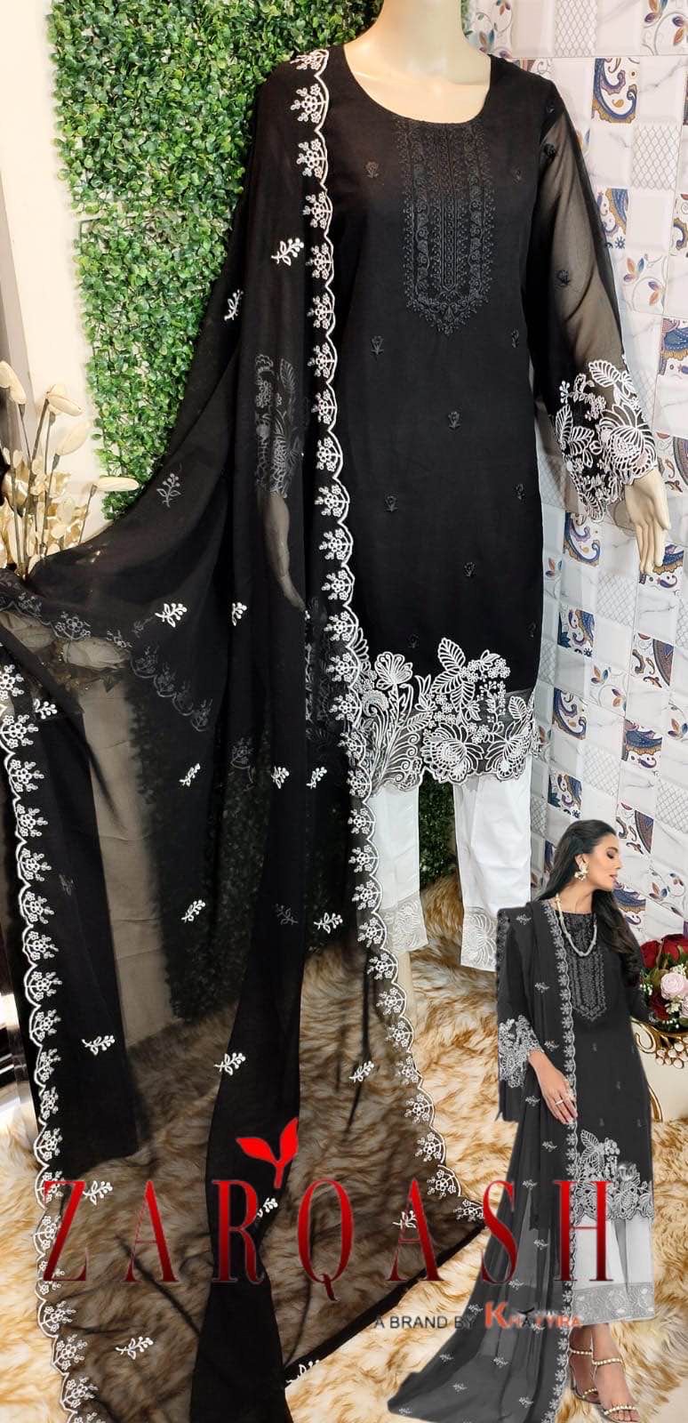 Zarqash Z 134 Georgette Beautiful Embroidery Designer Ready Made Suits