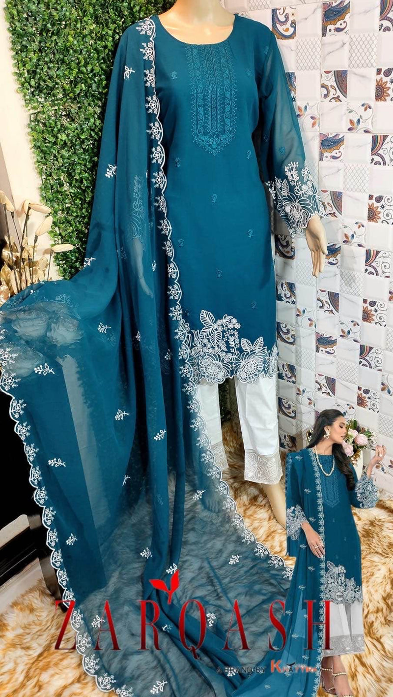 Zarqash Z 134 Georgette Beautiful Embroidery Designer Ready Made Suits