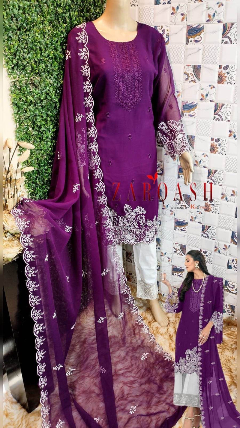 Zarqash Z 134 Georgette Beautiful Embroidery Designer Ready Made Suits