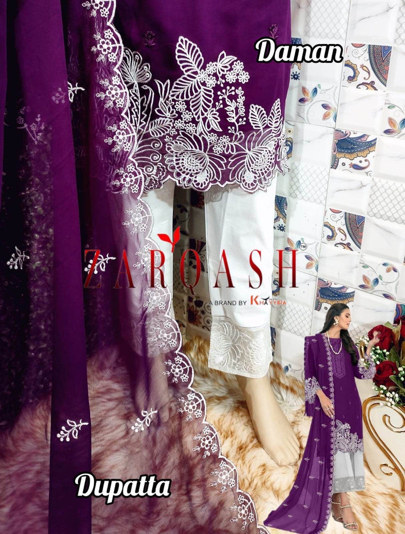 Zarqash Z 134 Georgette Beautiful Embroidery Designer Ready Made Suits