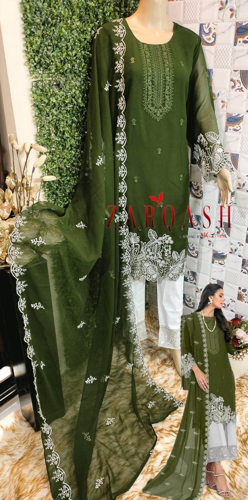 Zarqash Z 134 Georgette Beautiful Embroidery Designer Ready Made Suits