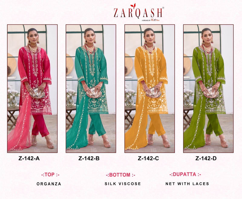 Zarqash Z 142 Georgette Heavy Embroidered Ready Made Pakistani Suits