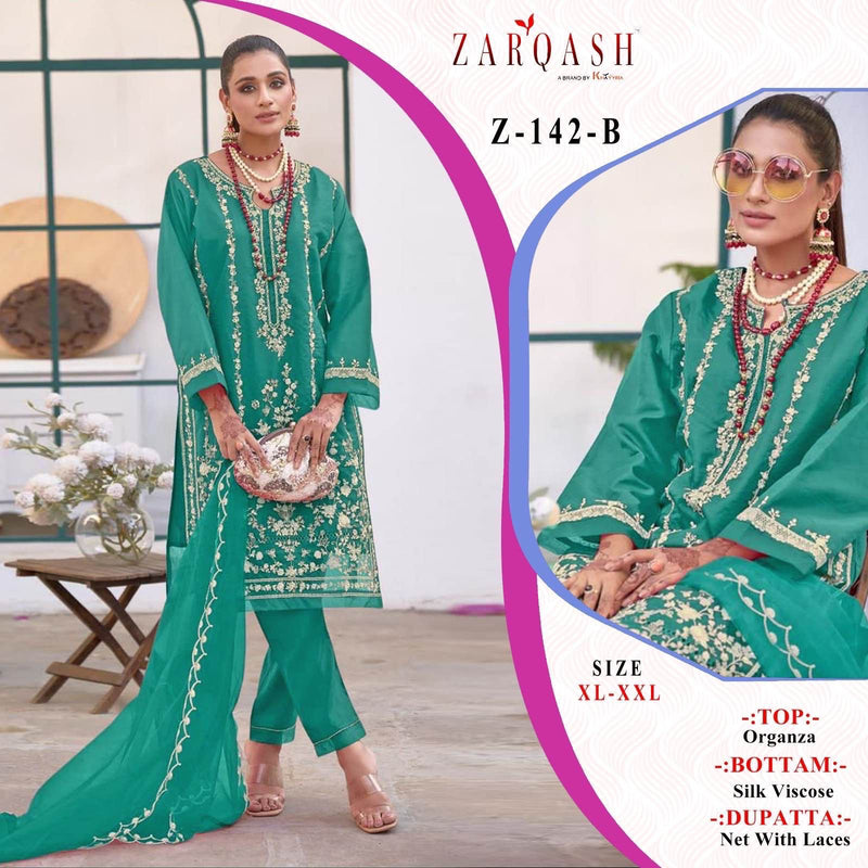 Zarqash Z 142 Georgette Heavy Embroidered Ready Made Pakistani Suits