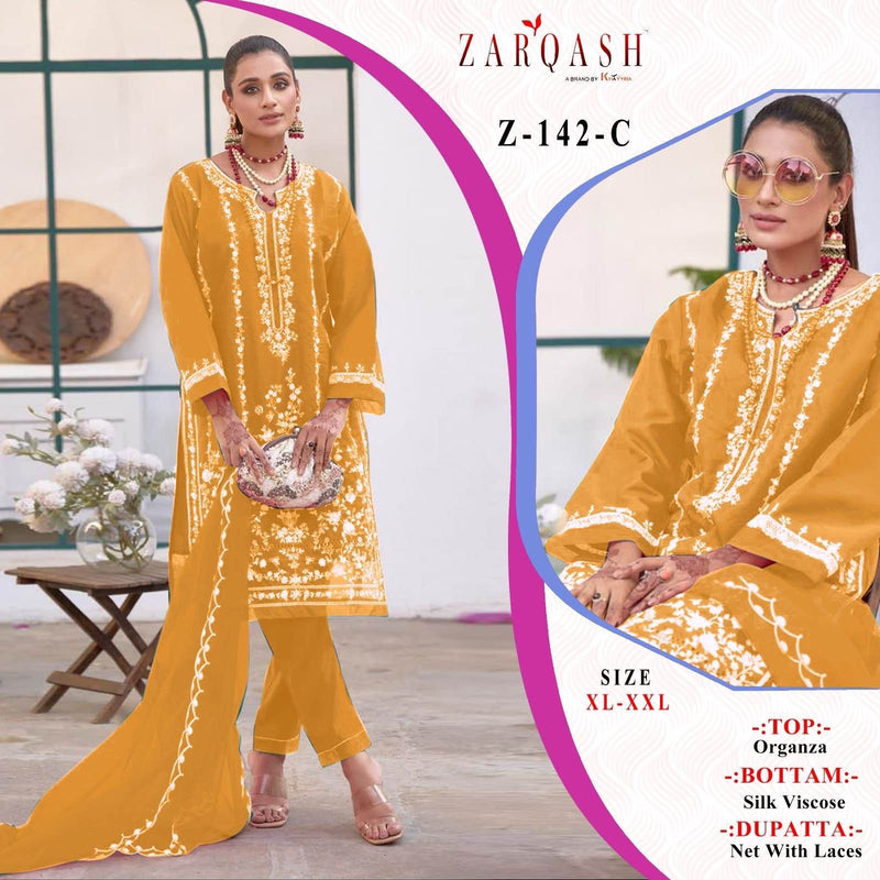 Zarqash Z 142 Georgette Heavy Embroidered Ready Made Pakistani Suits
