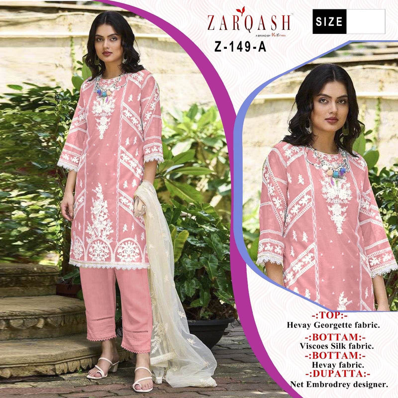 Zarqash Z 149 Georgette Beautiful Embroidery Designer Ready Made Suits