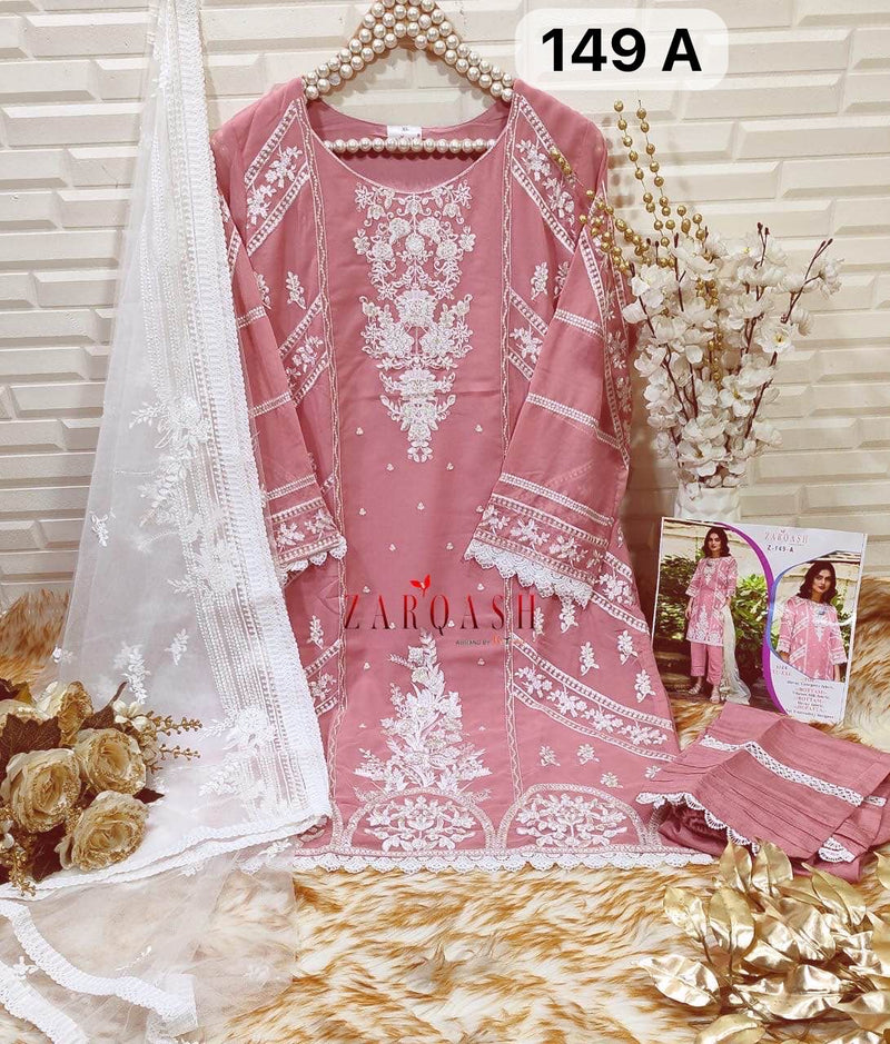 Zarqash Z 149 Georgette Beautiful Embroidery Designer Ready Made Suits